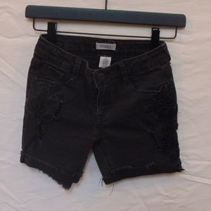 Girls black jean shorts